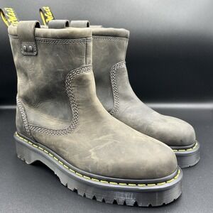 Dr. Martens Anistone Lo Leather Biker Boots Burnished Brown Mens Size 8 Womens 9